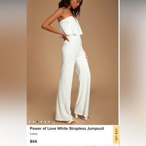 Lulu’s White Jumpsuit. Size small. Worn once